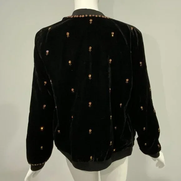 Lovestitch Cait Beaded Velvet Bomber Jacket NWT Sz Small - Picture 5 of 5